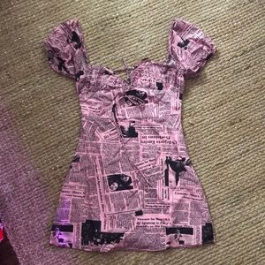 Pink Newspaper Print Dress